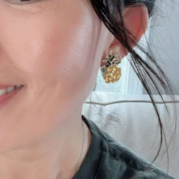 Tropcial Pineapple Stud Earrings - Picture 6 of 8